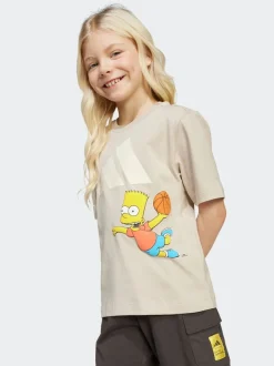 adidas Brown The Simpsons T-Shirt and Shorts Set Little Kids