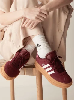adidas Burgundy Red VL Court Bold Lace Junior Trainers