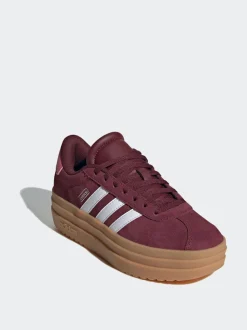adidas Burgundy Red VL Court Bold Lace Junior Trainers