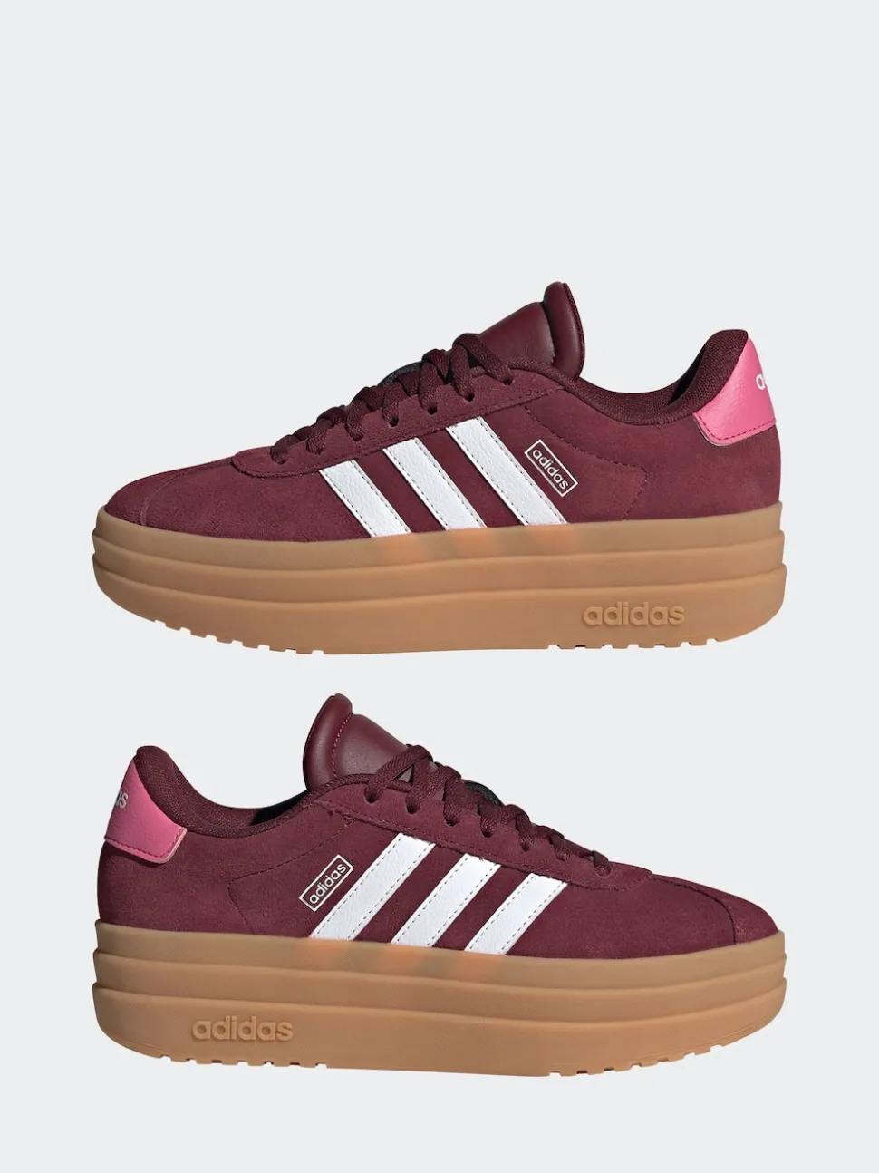 adidas Burgundy Red VL Court Bold Lace Junior Trainers