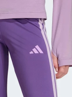 adidas Dark Purple Train Essentials 3-Stripes Kids Leggings