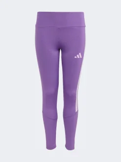 adidas Dark Purple Train Essentials 3-Stripes Kids Leggings