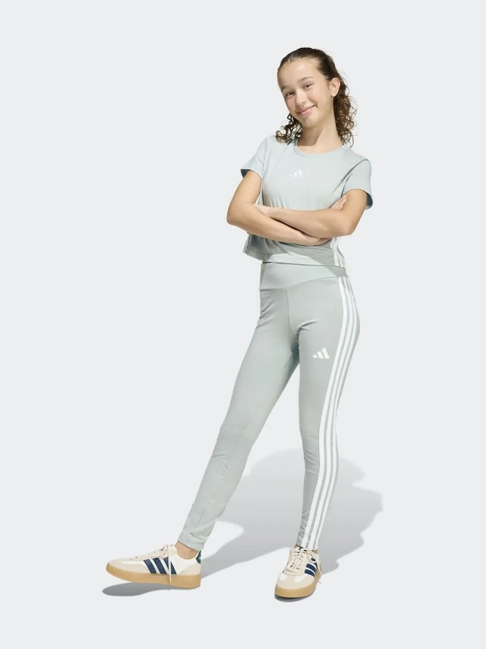 adidas Green Essentials 3-Stripes Kids Leggings