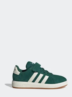 adidas Green Grand Court 00s Suede Elastic Lace Kids Trainers