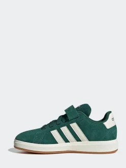 adidas Green Grand Court 00s Suede Elastic Lace Kids Trainers