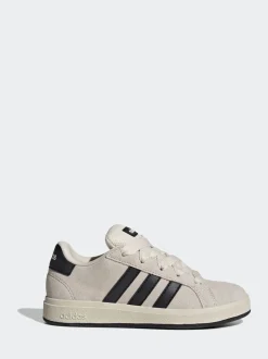 adidas Grey/Black Grand Court 00s Suede Lace Kids Trainers