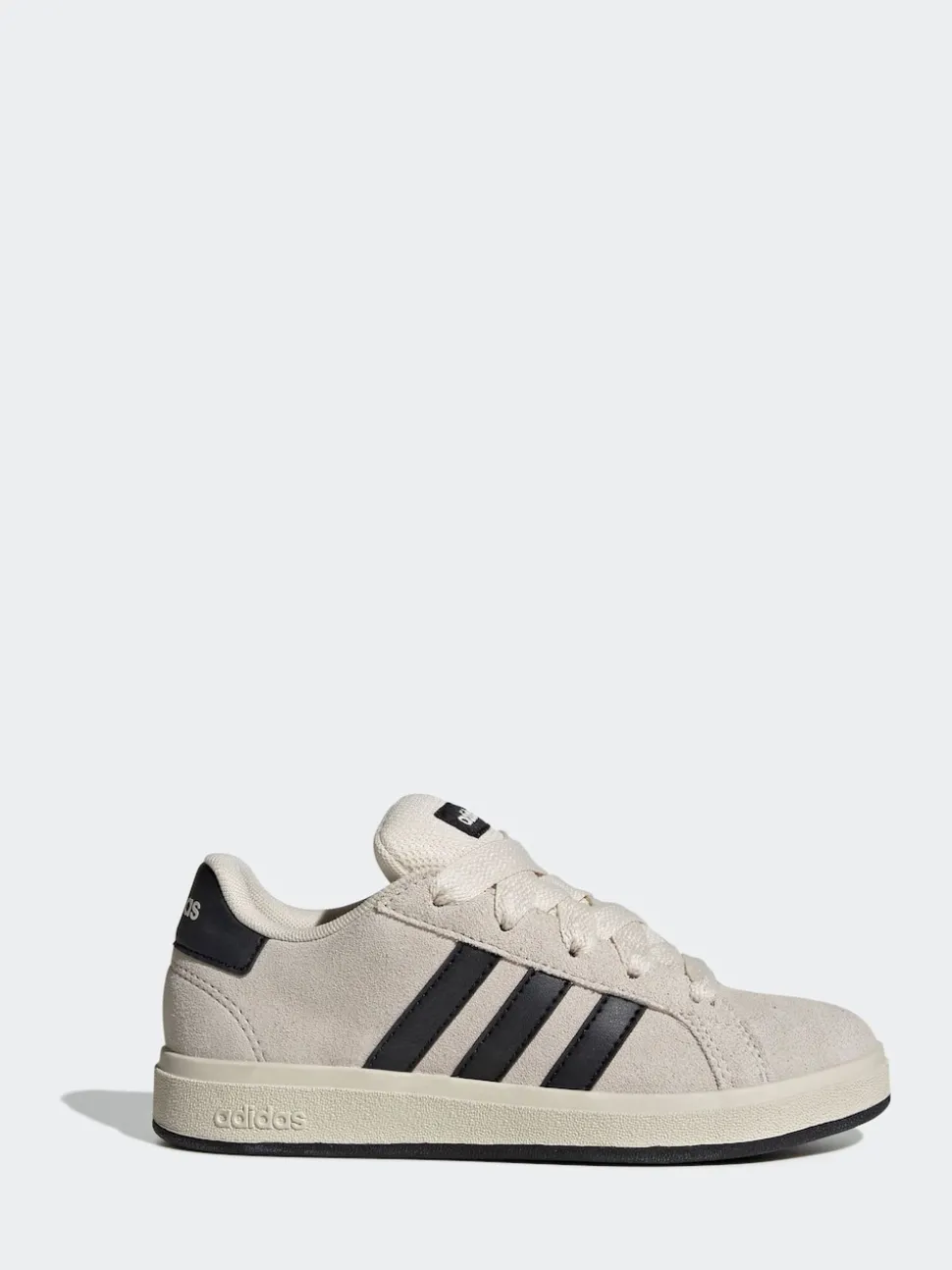 adidas Grey/Black Grand Court 00s Suede Lace Kids Trainers