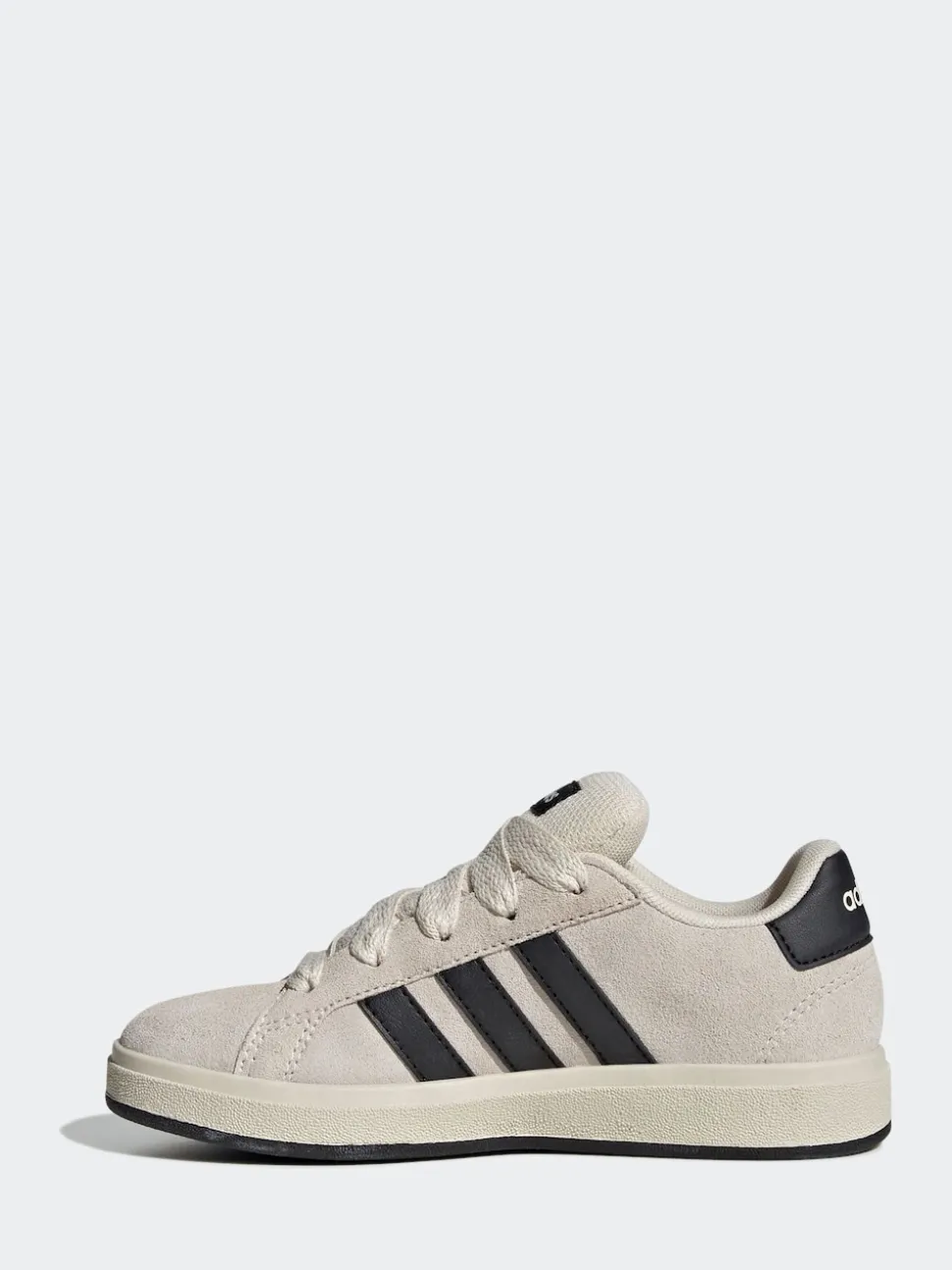 adidas Grey/Black Grand Court 00s Suede Lace Kids Trainers