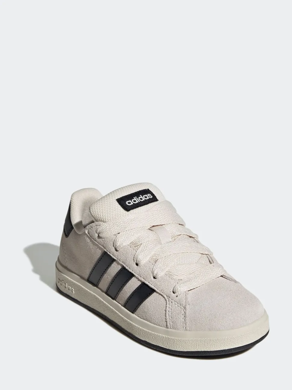 adidas Grey/Black Grand Court 00s Suede Lace Kids Trainers