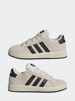 adidas Grey/Black Grand Court 00s Suede Lace Kids Trainers