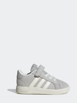 adidas Grey Grand Court 2.0 Elastic Lace Infant Trainers