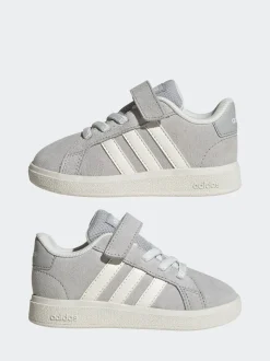 adidas Grey Grand Court 2.0 Elastic Lace Infant Trainers