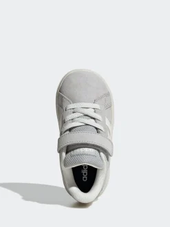 adidas Grey Grand Court 2.0 Elastic Lace Infant Trainers