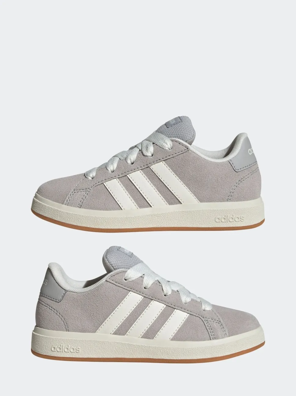 adidas Grey Grand Court 00s Suede Lace Kids Trainers