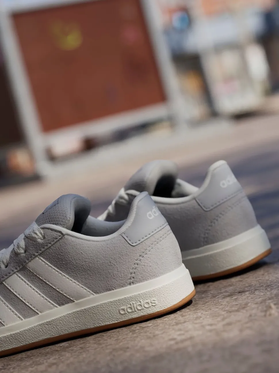 adidas Grey Grand Court 00s Suede Lace Kids Trainers