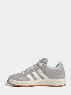 adidas Grey Grand Court 00s Suede Lace Kids Trainers