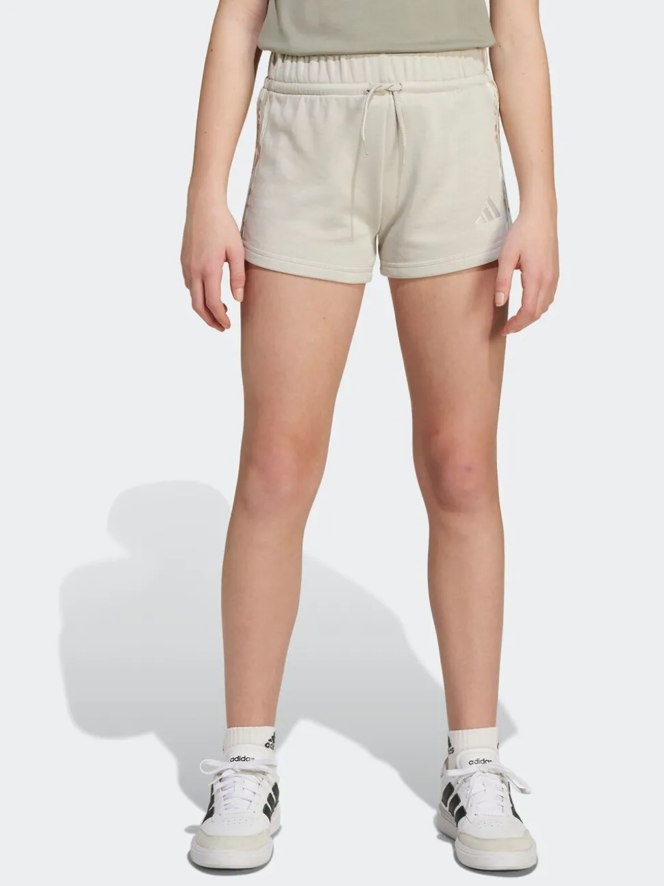 adidas Grey 3-Stripes Animal French Terry Shorts Kids