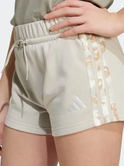 adidas Grey 3-Stripes Animal French Terry Shorts Kids