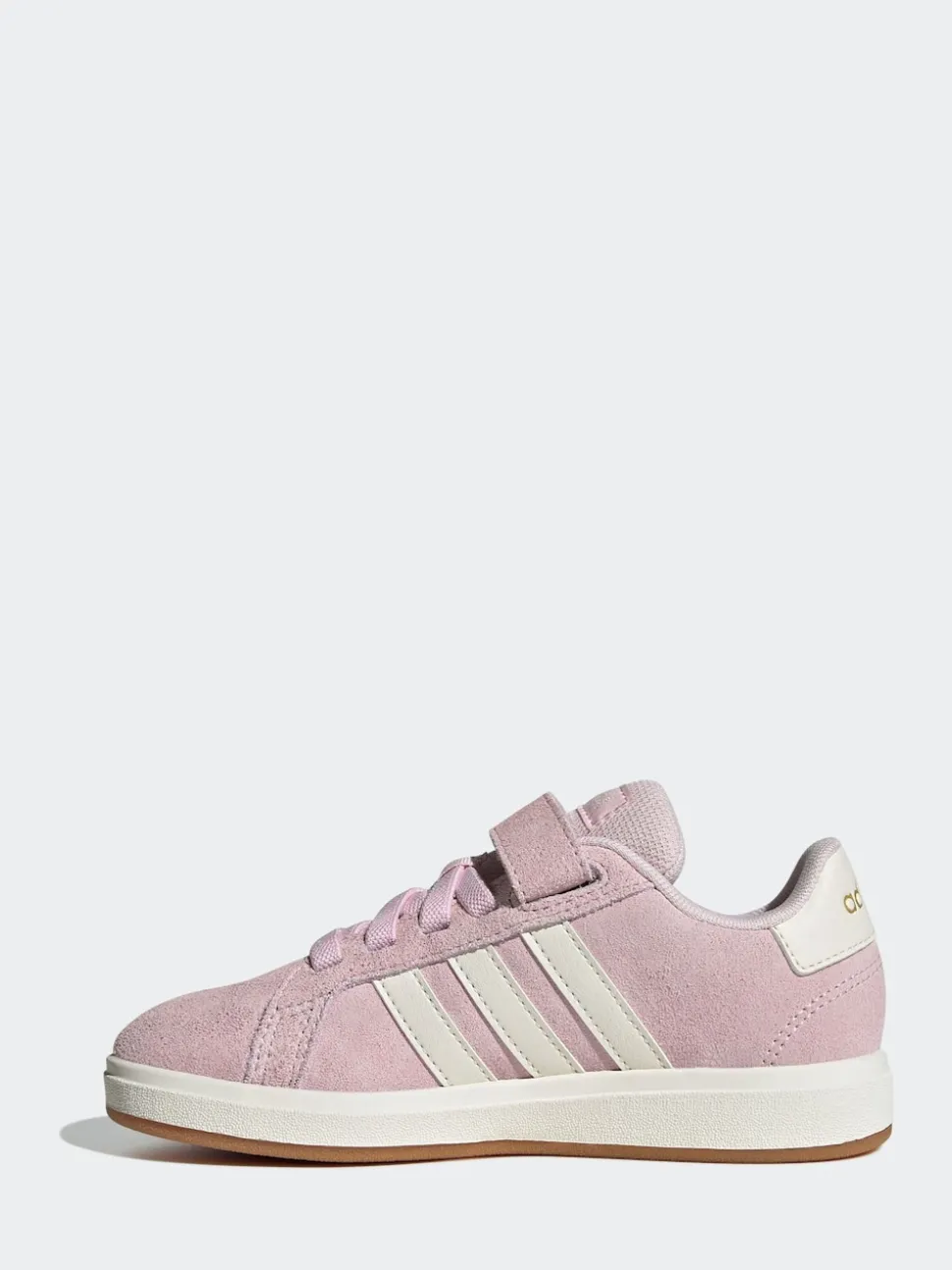adidas Light Pink Grand Court 00s Suede Elastic Lace Kids Trainers