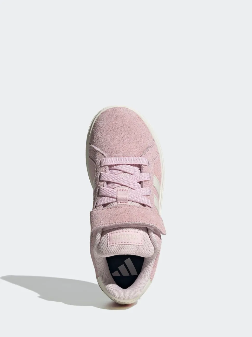 adidas Light Pink Grand Court 00s Suede Elastic Lace Kids Trainers