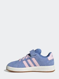 adidas Lilac Grand Court 00s Suede Elastic Lace Kids Trainers