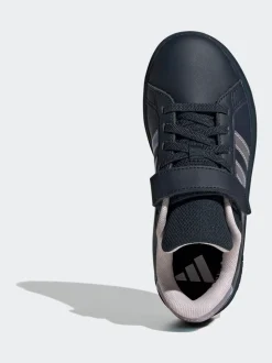 adidas Navy/Metallic Grand Court 2.0 Elastic Lace Kids Trainers