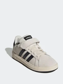adidas Neutral Grand Court 00s Suede Elastic Lace Kids Trainers