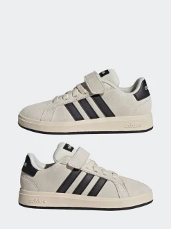 adidas Neutral Grand Court 00s Suede Elastic Lace Kids Trainers