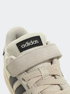 adidas Neutral Grand Court 00s Suede Elastic Lace Kids Trainers