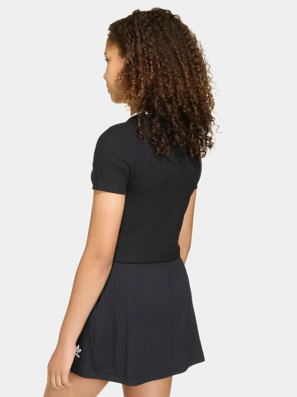 adidas Originals Black Crop Mini Rib T-Shirt