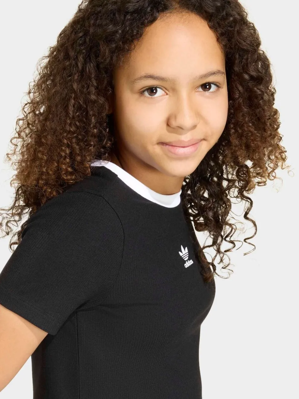 adidas Originals Black Crop Mini Rib T-Shirt
