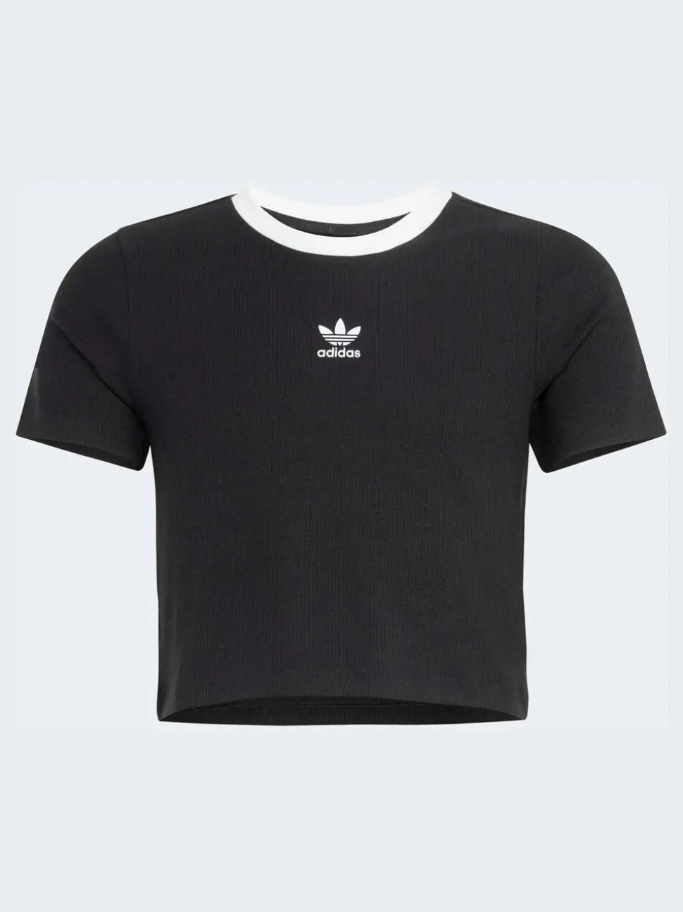 adidas Originals Black Crop Mini Rib T-Shirt