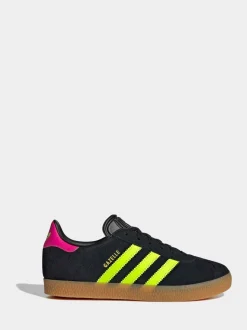 adidas Originals Black/Neon/Pink Gazelle Junior Trainers