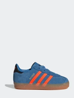 adidas Originals Blue/Orange Gazelle Comfort Closure Elastic Laces Infant Trainers