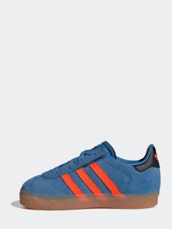 adidas Originals Blue/Orange Gazelle Comfort Closure Elastic Laces Infant Trainers