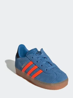 adidas Originals Blue/Orange Gazelle Comfort Closure Elastic Laces Infant Trainers