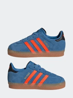 adidas Originals Blue/Orange Gazelle Comfort Closure Elastic Laces Infant Trainers