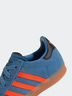 adidas Originals Blue/Orange Gazelle Comfort Closure Elastic Laces Infant Trainers