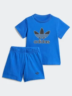 adidas Originals Blue Trefoil Infant Kids T-Shirt and Shorts Set