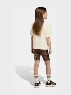 adidas Originals Brown Animal Top and Cycling Shorts Little Kids Set