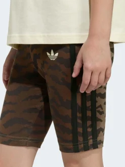 adidas Originals Brown Animal Top and Cycling Shorts Little Kids Set