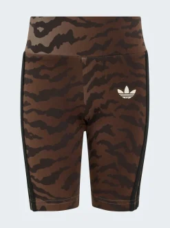 adidas Originals Brown Animal Top and Cycling Shorts Little Kids Set