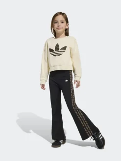 adidas Originals Brown Animal Top and Flared Legging Little Kids Set