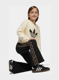 adidas Originals Brown Animal Top and Flared Legging Little Kids Set