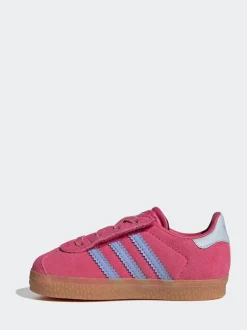 adidas Originals Dark Pink Gazelle Comfort Closure Elastic Laces Infant Trainers