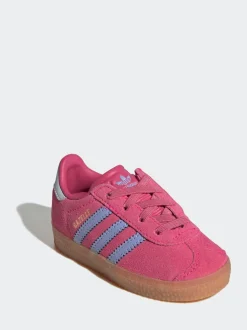 adidas Originals Dark Pink Gazelle Comfort Closure Elastic Laces Infant Trainers