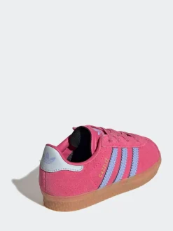 adidas Originals Dark Pink Gazelle Comfort Closure Elastic Laces Infant Trainers