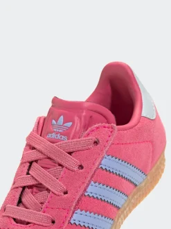 adidas Originals Dark Pink Gazelle Comfort Closure Elastic Laces Infant Trainers