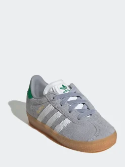 adidas Originals Grey Gazelle Comfort Closure Elastic Laces Infant Trainers