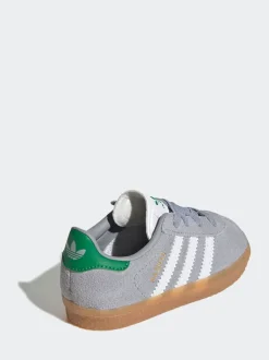 adidas Originals Grey Gazelle Comfort Closure Elastic Laces Infant Trainers
